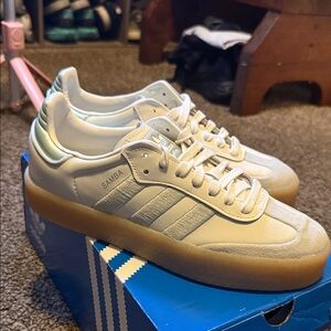 Adidas Samba White and Tan Women's Sneakers